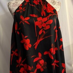 Guess Red and Black Floral Halter Dress